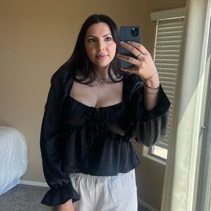 TOPSHOP Milkmaid Baby Doll Open Front Top